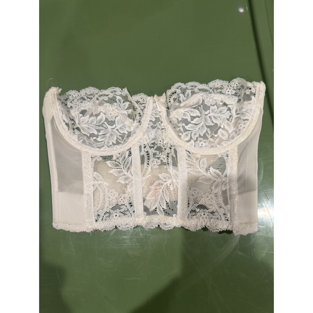 Vintage Lace‎ Bustier 34C Fleur de Lace by Smoothie White Lingerie Strapless Bra